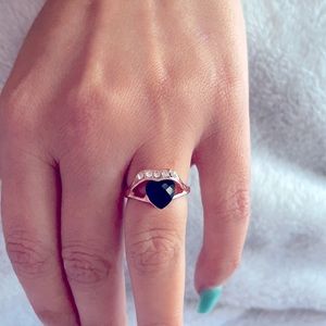 Rose gold black heart ring